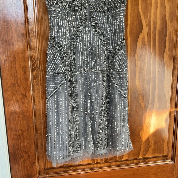 Aidan Mattox Sleeveless Short Dress Silver Beaded - Picture 8 of 8